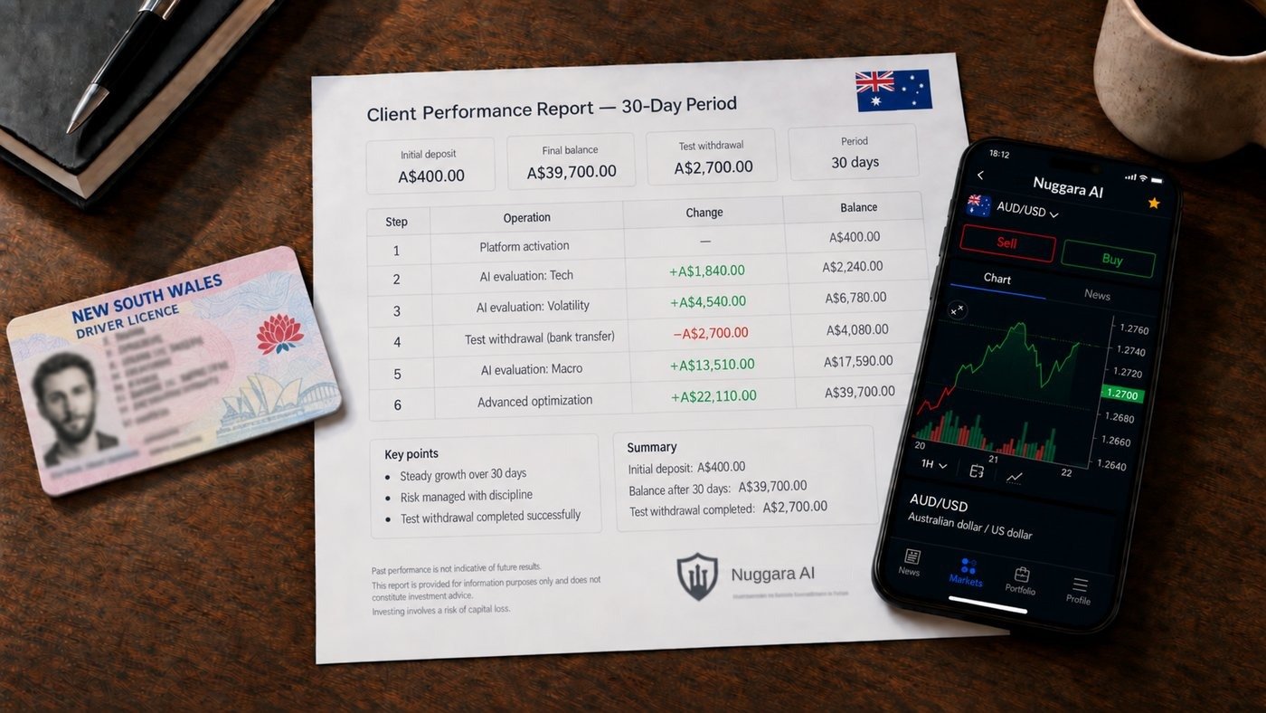 Log of the test account (simulation)